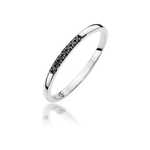 MARKO anello d'oro bianco da donna con diamanti neri 0.035ct, oro 14 carati (585) | anello d'oro con scatola | anello d'oro per donne (oro bianco, 55 (17.5))