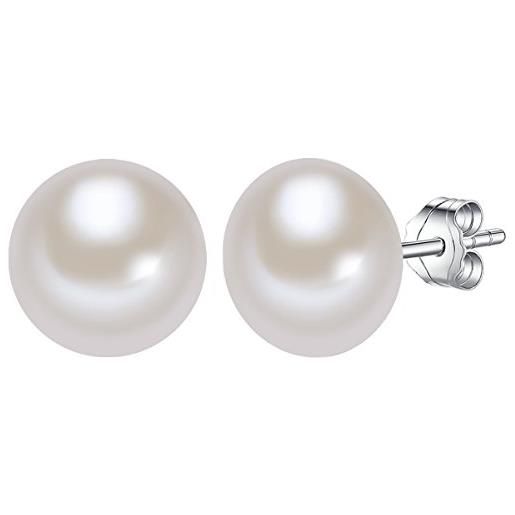 Valero Pearls orechinni a lobo da donna in argento sterling 925 con rodio con perle coltivate d'acqua dolce bianco 00181181