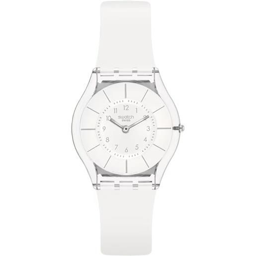 Swatch / skin / white classiness / orologio donna / quadrante bianco / cassa plastica / cinturino silicone bianco