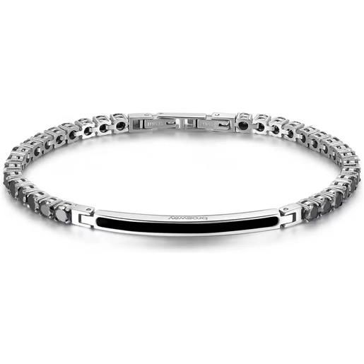 Brosway bracciale avantgarde acciaio e pvd nero con zirconi Brosway uomo bvd15