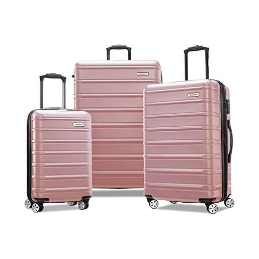 Samsonite omni 2 - bagaglio espandibile rigido con ruote girevoli omni 2 rigido espandibile con ruote girevoli, oro rosa, 3-piece set (20/24/28), omni 2 hardside - bagaglio espandibile