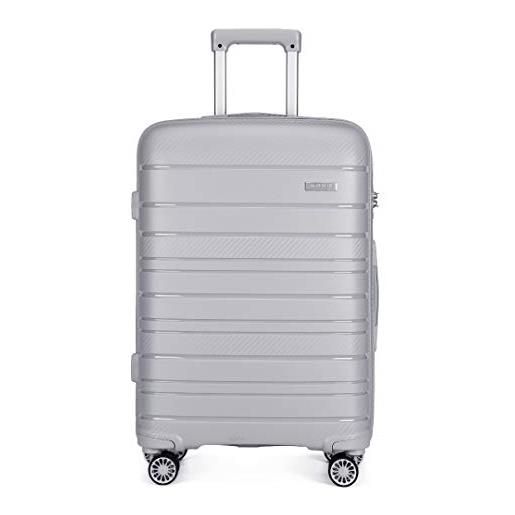 KONO valigia grande 76cm rigida in polipropilene valigie con tsa lucchetto e 4 ruote trolley da 28 pollici, grigio