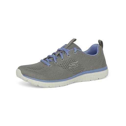 Skechers virtue kind favor, sneaker donna, gray mesh/blue trim, 39 eu