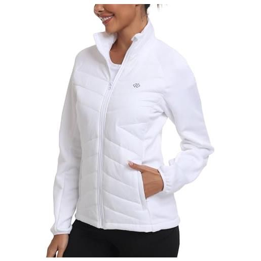 MoFiz giacca donna invernale giubbino leggero giacca pile termica piumino corto giacca sportiva con zip bianco xl