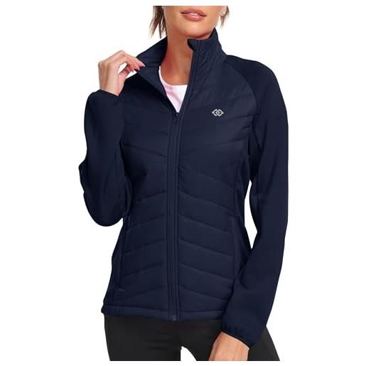 MoFiz giacca donna invernale giubbino leggero giacca pile termica piumino corto giacca sportiva con zip nero xl