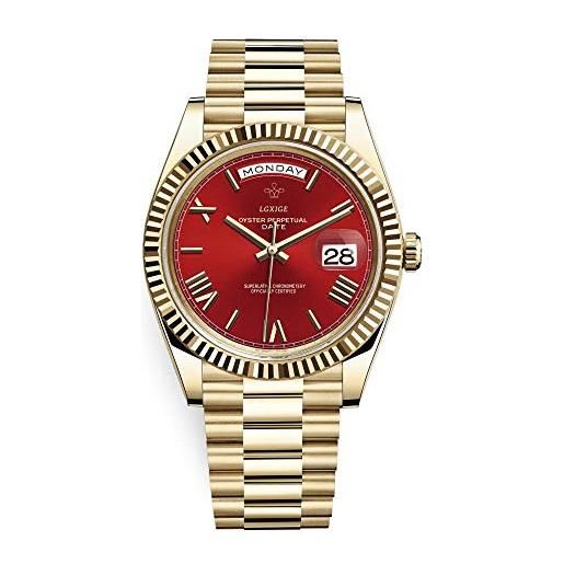 Haonb orologi da polso, orologio settimanale da uomo elegante orologio, rosso