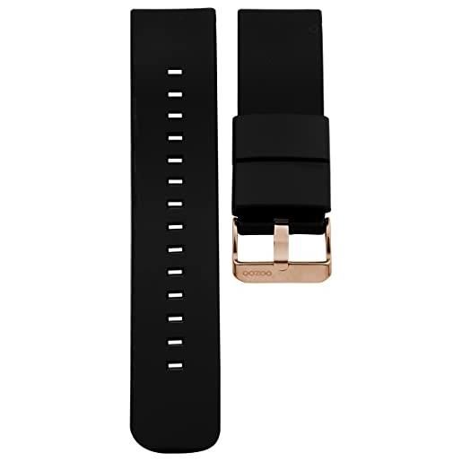 Oozoo cinturino di ricambio per orologio da polso, 20 mm, in silicone, colore bianco, con chiusura in oro rosa, per orologio da polso, nero , classico