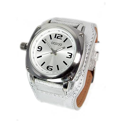 Oozoo orologio da polso con cinturino in pelle per articoli speciali decollettore vendita residuo outlet a prezzo ridotto variante 1, c2581 - argento/argento, cinghia