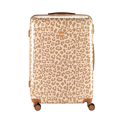 Princess Traveller animal print - leopardo, crema, große reisekoffer, trolley rigido con ruote orientabili