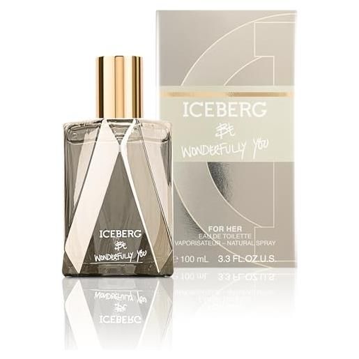 ICEBERG be wonderfully you - eau de toilette 100 ml, profumo da donna floreale e fruttato dalle note calde e sensuali, elegante flacone multisfaccettato, per celebrare l'unicità di ogni donna