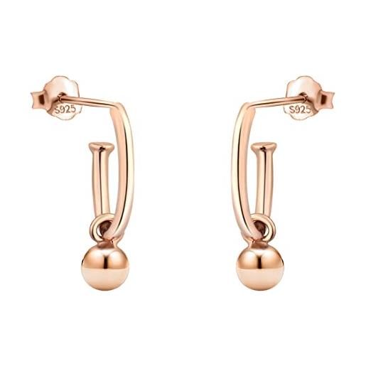 Sofia milani - orecchini da donna in argento 925 - placcati in oro rosa - orecchino a perno a sfera - e1154