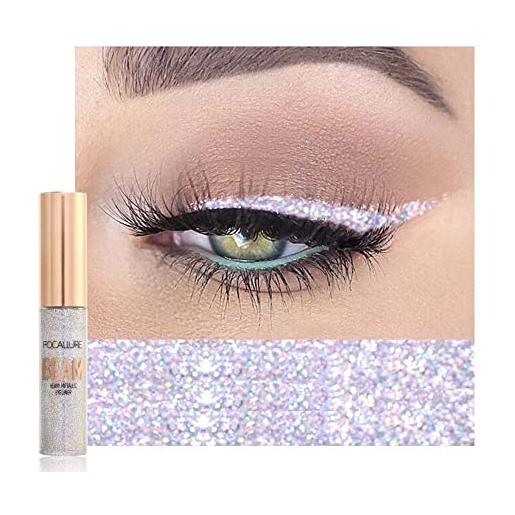 GOTOTOP eyeliner liquid glitter, ombretto luccicante a lunga durata, shimmer sparkling silver metallic kit eyeliner colorato(5)