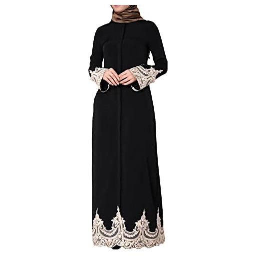 Hongsuny elegante abito da donna in pizzo musulmano patchwork abayas arabian kaftan muslim islamic dubai dress