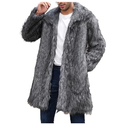 Generic cappotto lungo da uomo in pelliccia leopardata con motivo giacca di pelliccia artificiale, giacca invernale da uomo in pelliccia sintetica lunga giacca invernale finta pelliccia pelliccia pelliccia