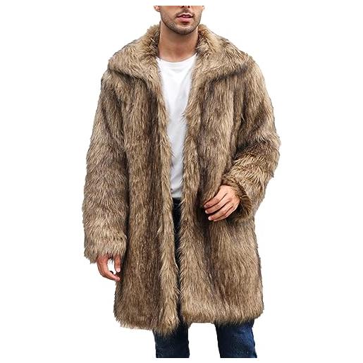 Generic cappotto lungo da uomo in pelliccia leopardata con motivo giacca di pelliccia artificiale, giacca invernale da uomo in pelliccia sintetica lunga giacca invernale finta pelliccia pelliccia pelliccia