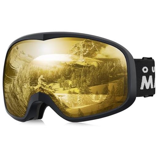 OutdoorMaster owl occhiali da sci otg, occhiali da snowboard per uomini, donne e giovani, antiappannamento, 100% protezione uv