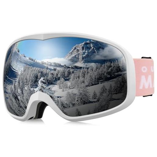 OutdoorMaster owl occhiali da sci otg, occhiali da snowboard per uomini, donne e giovani, antiappannamento, 100% protezione uv