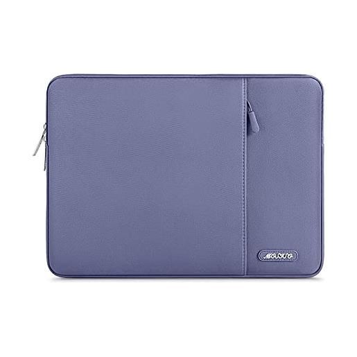 MOSISO laptop custodia borsa compatibile con mac. Book air 13 m3 a3113 m2 a2681 m1 a2337 a2179 a1932 2018-2024/pro 13 a2289 a2159 a1989 a1708, poliestere manica verticale con tasca, grigio lavanda