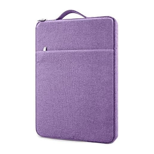 MicaYoung custodia protettiva per laptop pc 15,6 pollici impermeabile e antiurto borsetta con due scomparti e maniglia retrattile, compatibile con 15,6 chromebook notebook, viola