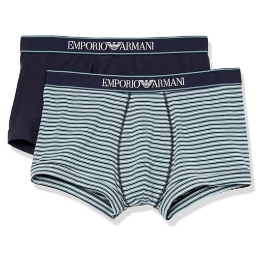 Emporio Armani underwear men's 2-pack yarn dyed stripes boxer, uomini, anthracite stripe/black, 