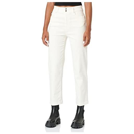 Love Moschino cropped garment dyed twill with black shiny back tag pantaloni casual, cream, 31 da donna