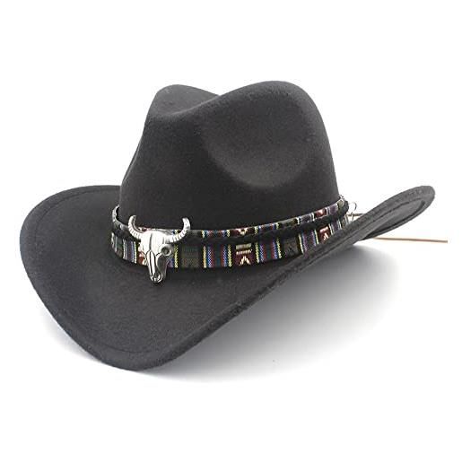 HOTIPS cappello da cowboy cappello da cowboy elegante moda uomo da uomo cappello jazz (colore: nero, dimensione: 59-61)