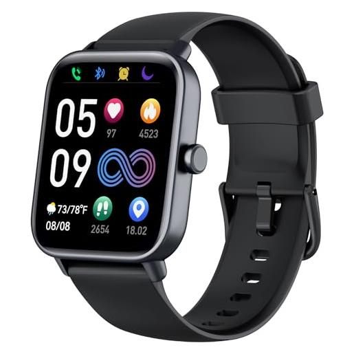 Quican smartwatch uomo con chiamate e whatsapp- orologio uomo fitness con bluetooth contapassi cardiofrequenzimetro spo2 sonno -impermeabile ip68 orologi sportivo per android ios(nero)