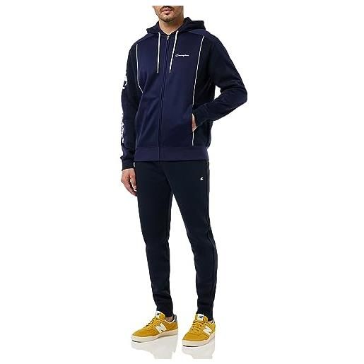 Champion legacy sweatsuits - maxi-logo storm fleece hooded full zip tuta sportiva, blu marittimo, xl uomo fw23