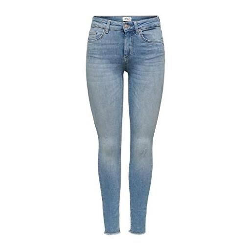 Only onlblush life mid sk ak raw rea1467 noos jeans, blu (light blue denim), s/32 donna