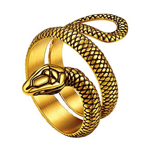 Richsteel anello serpente personalizzato uomo donna acciaio inossidabile/placcato oro 18k/nero anelli animali taglia it 14-27 nome gioielli punk gotico inciso regalo personalizzato originale