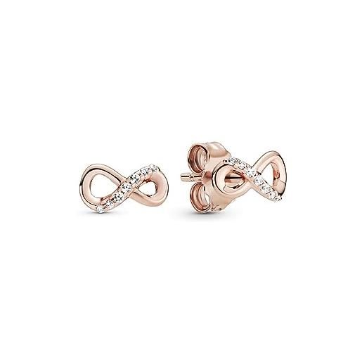 Pandora 288820c01 orecchini a bottone rosa infinity knot. 
