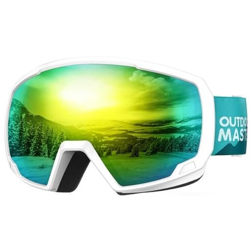 OutdoorMaster goggles da sci per bambini, occhiali da neve per bambini, colore: verde