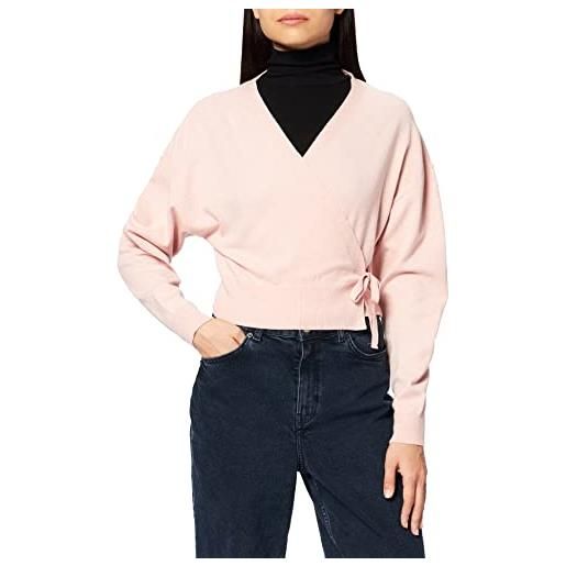 NA-KD overlap knitted cardigan maglione, rosa, m donna