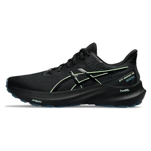 ASICS gt-2000 12 gtx, sneaker uomo, black/illuminate green, 46.5 eu