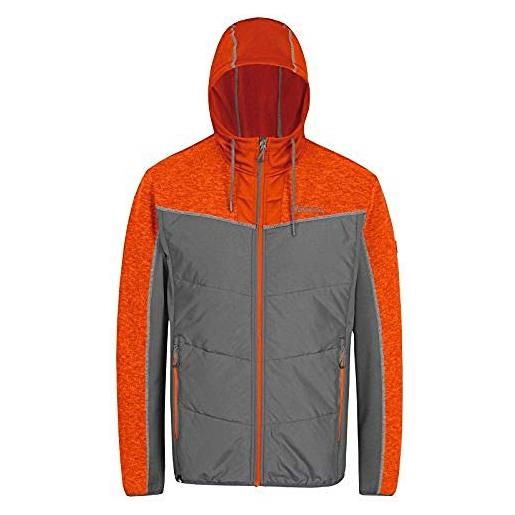 Regatta pendan ii - felpa ibrida con cappuccio, da uomo, uomo, pile uomo, rma337, blaze orange/seal grey, xxl