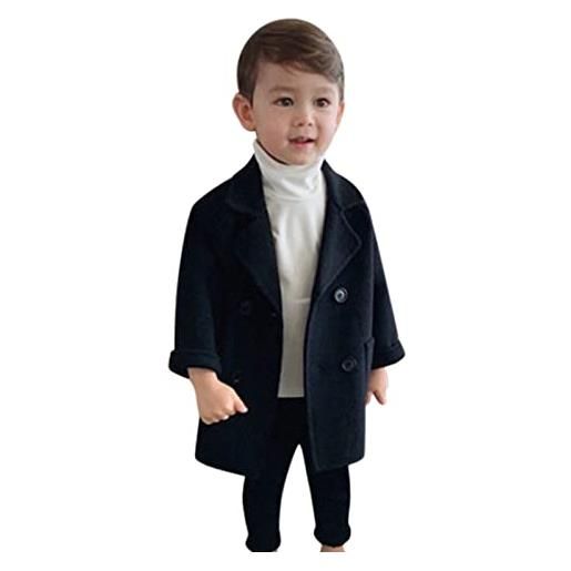L9WEI cappottino 4 anni cappotto per bambina bambino trench per bambino scozzese con scollo a dente per bambini giacca per cappotto con collo doppio in lana elegante per bambini (z-11-grey, 12-18 months)
