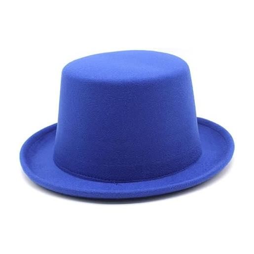 TAHALI rzl cappelli a bombetta nuovo cappello a cilindro in lana autunnale e invernale, cappello a cilindro in feltro da uomo, cappello da mago, cappello a cilindro alto e piccolo (colore: blu)
