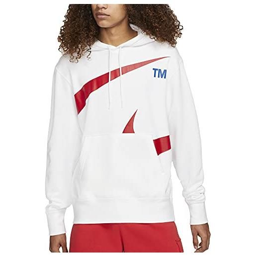 Nike m nsw swoosh po sbb hoodie felpa con cappuccio, white/university red, 2xl uomo