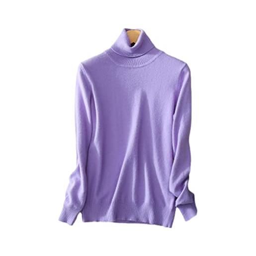 Jegsnoe maglione a collo alto da donna in cashmere autunno inverno pullover casual lavorato a maglia lavender 3xl