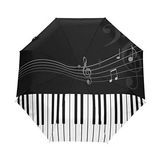 Sawhonn arte musica nota pianoforte ombrello automatico pieghevole portatile ombrelli antivento da viaggio per uomini donn