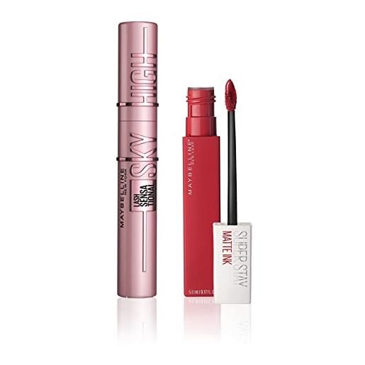 Maybelline new york cofanetto idea regalo occhi sky is the limit, include mascara allungante sky high e tinta labbra a lunga durata matte ink pioneer (20)