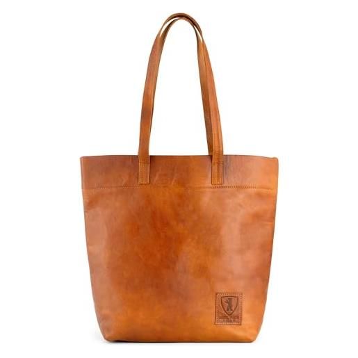 Berliner Bags borsa shopper vintage cassie, con manico in pelle, borsa da donna - marrone, marrone