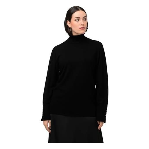 Ulla popken maglione a collo alto, nero, 52-54 donna