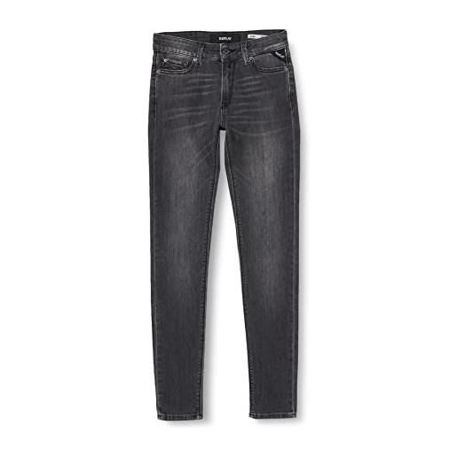 REPLAY jeans donna luzien skinny fit super elasticizzati, grigio (dark grey 097), w29 x l30