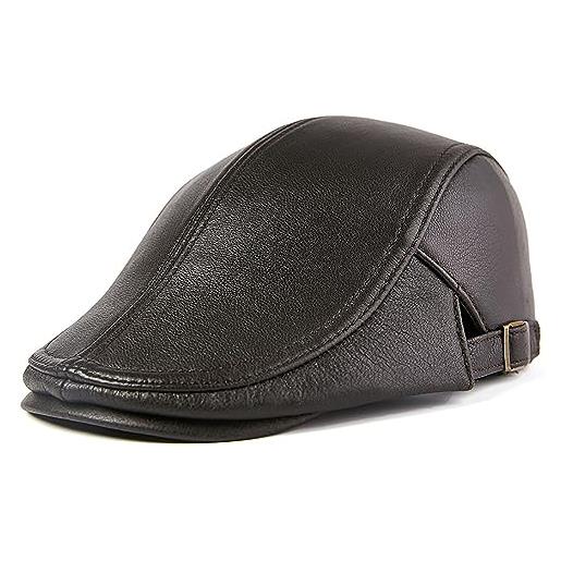 KINROCO berretto piatto uomo coppola vintage newsboy gatsby cappello regolabile irlandese hat flat cap(size: 59-60cm/23.2-23.6in, color: marrone scuro)