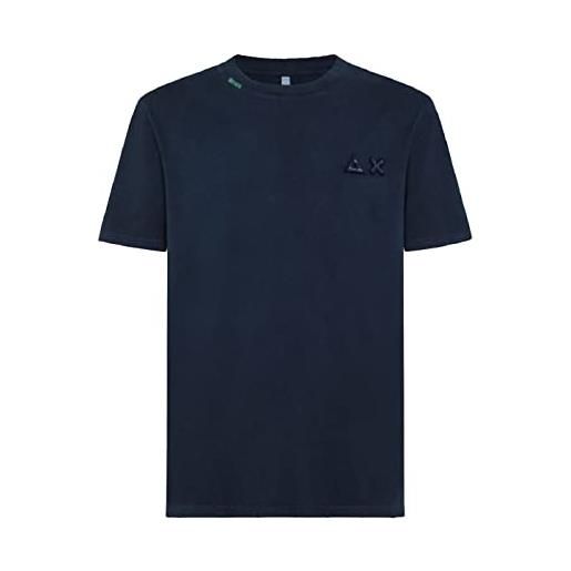 SUN68 t-shirt uomo vintage broken t33119 blu pe23 in cotone con logo s