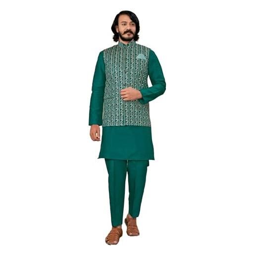 ETHNIC EMPORIUM indian festival 2655 - set pigiama da uomo con gilet kurta, 3, medium