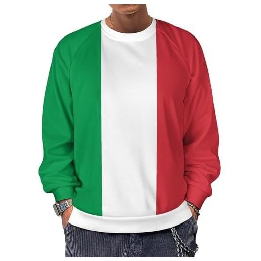 CZZYH felpa girocollo classica, maniche lunghe casual, felpe da uomo con bandiera italiana, bandiera italiana, l