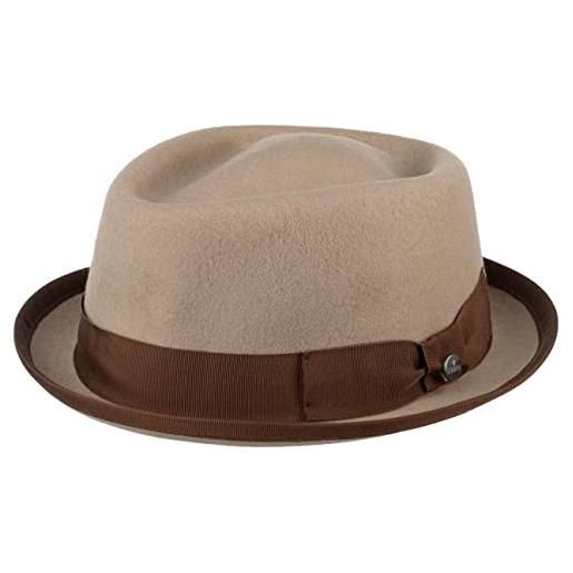 LIERYS fedora pork pie in feltro di lana donna/uomo - porkpie impermeabile e ripiegabile - cappello in feltro estate/inverno beige m (56-57 cm)