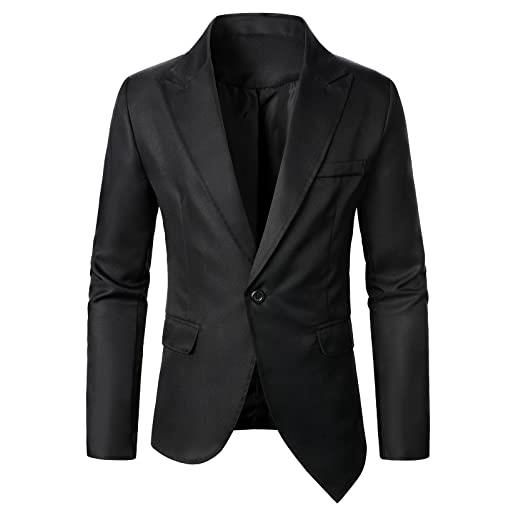 DUHGBNE giacca da uomo blazer regular smart men classic leggero abbottonatura cardigan cappotto smart giacche giornaliere matrimonio affari, nero , xxl
